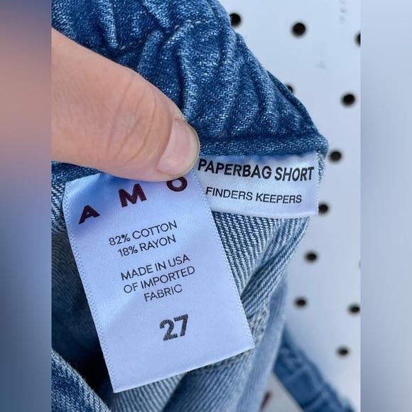 AMO Shorts Blue Finder Keepers Paperbag Denim Women size 27 - Picture 10 of 13